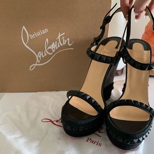 Black Christian Louboutin Studded Wedges NWB